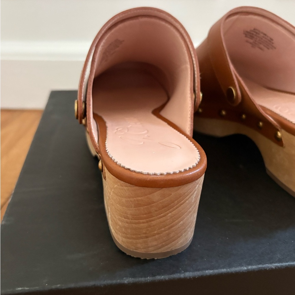 J. Crew Cognac Leather Studded Clog Mules - Picture 7 of 8